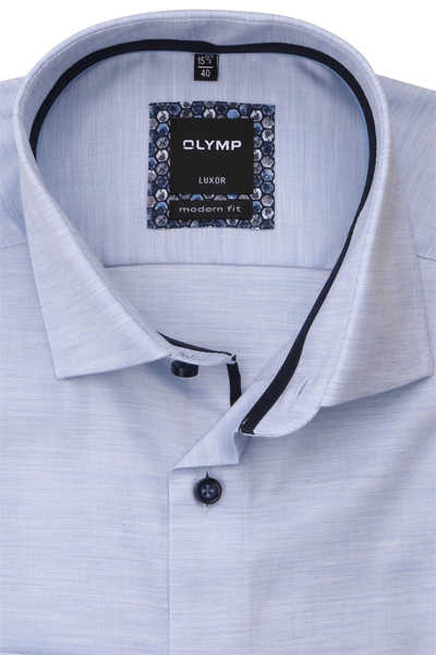 OLYMP Luxor modern fit Hemd extra langer Arm Haifischkragen Struktur hellblau