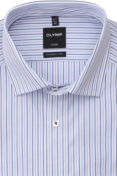 OLYMP Luxor modern fit Hemd extra langer Arm Haifischkragen Streifen blau