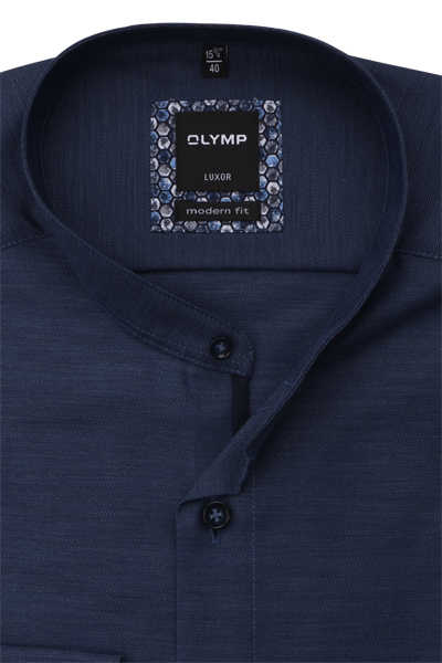 OLYMP Luxor modern fit Hemd Langarm Stehkragen rauchblau
