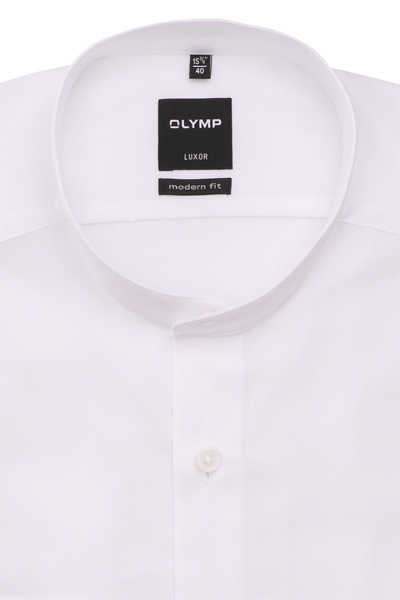 OLYMP Luxor modern fit Hemd Langarm Stehkragen weiß