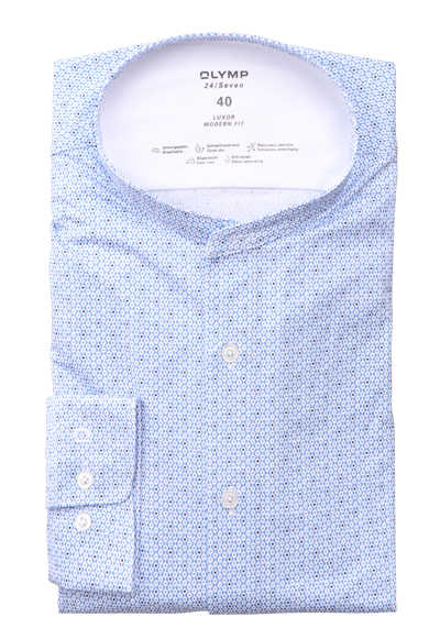 OLMYP Luxor 24/Seven modern fit Hemd Langarm Jersey Muster blau preisreduziert
