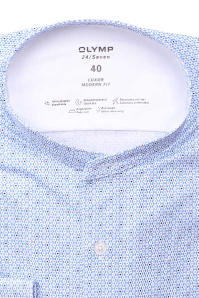 OLMYP Luxor modern fit 24/Seven Hemd Langarm Jersey Muster blau
