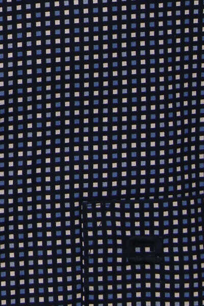 OLYMP Luxor modern fit Hemd Langarm New Kent Kragen Muster blau