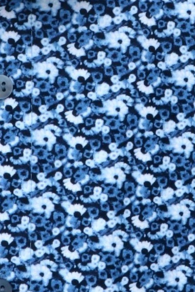OLYMP No. Six 24/Seven super slim Hemd Langarm Haifischkragen Blumenmuster blau