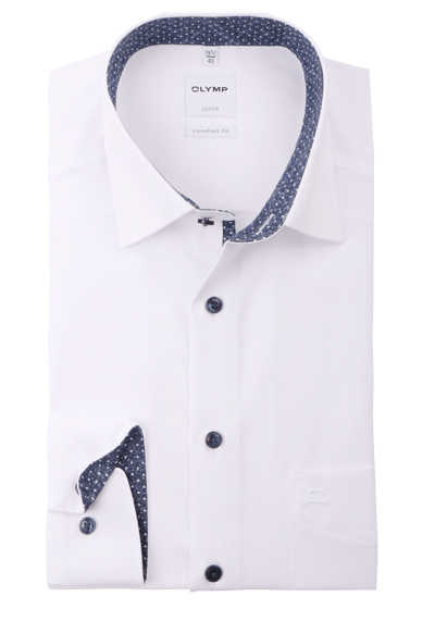 OLYMP Luxor comfort fit Hemd extra langer Arm Haifischkragen Baumwolle weiß