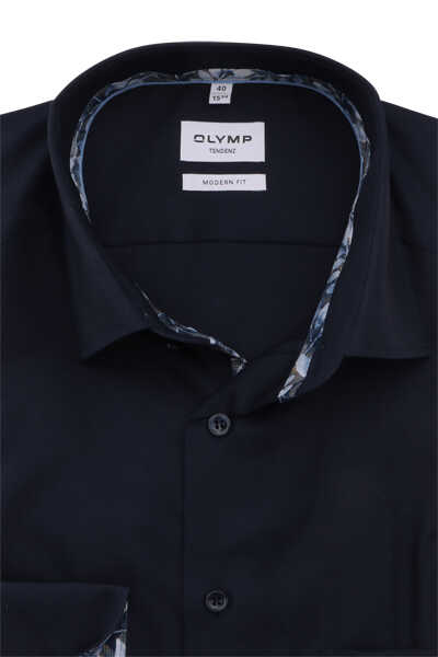 OLYMP Tendenz modern fit Hemd Langarm New Kent Kragen nachtblau