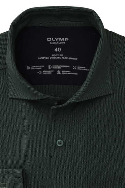 OLYMP Level Five 24/Seven body fit Hemd extra langer Arm Jersey Stretch grün
