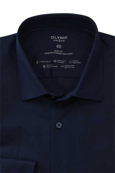 OLYMP Level Five 24/Seven body fit Hemd Langarm Stretch nachtblau