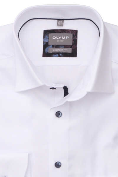 OLYMP Luxor comfort fit Hemd extra langer Arm Haifischkragen Struktur weiß