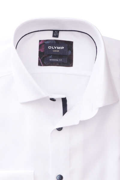 OLYMP Luxor modern fit Hemd extra langer Arm Haifischkragen Struktur weiß