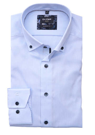 OLYMP Luxor modern fit Hemd extra langer Arm Button Down Kragen Oxford hellblau