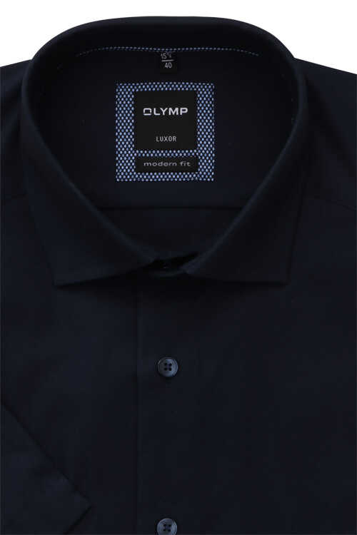 OLYMP Luxor modern fit Hemd Halbarm New Kent Kragen nachtblau