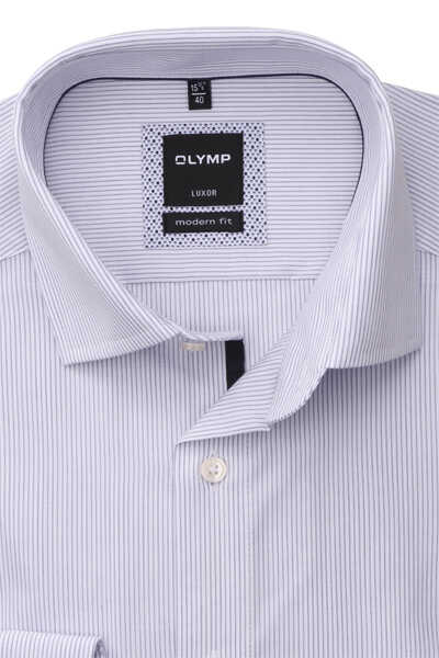 OLYMP Luxor modern fit Hemd Langarm New Kent Kragen Streifen blau