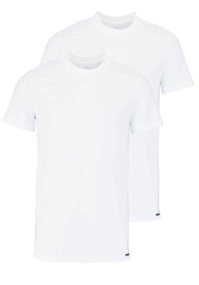 OLAF BENZ Halbarm T-Shirt Rundhals Baumwollmischung Doppelpack weiß
