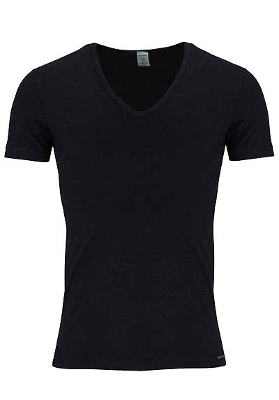 OLAF BENZ Halbarm T-Shirt V-Ausschnitt Baumwollmischung schwarz