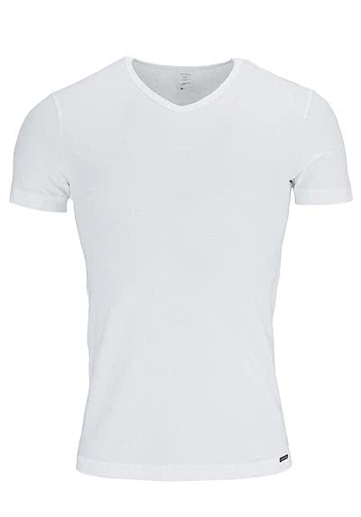 OLAF BENZ Halbarm T-Shirt V-Ausschnitt Baumwollmischung weiß