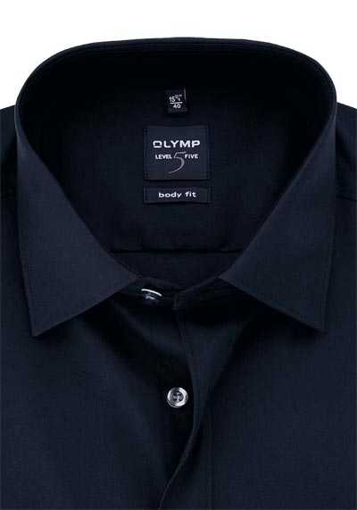 OLYMP Level Five body fit Hemd Langarm Stretch schwarz