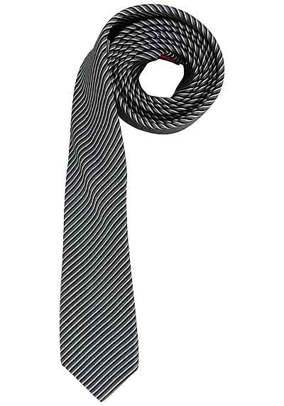 OLYMP Krawatte slim aus reiner Seide Nano-Effekt Streifen anthrazit