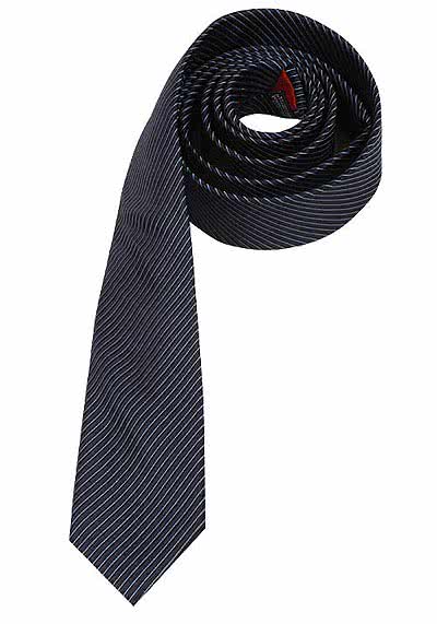OLYMP Krawatte slim aus Seide mit Nano-Effekt Streifen dunkelblau