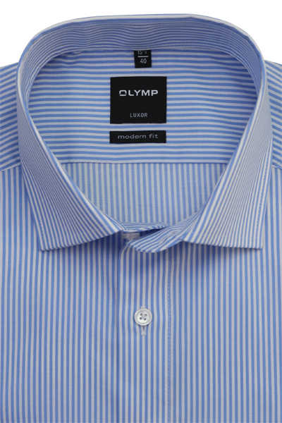 OLYMP Luxor modern fit Hemd Langarm Streifen mittelblau