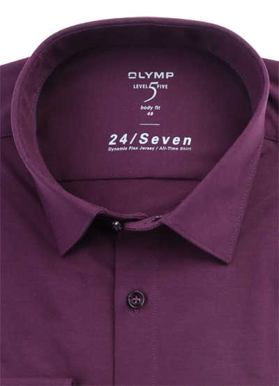OLYMP Level Five 24/Seven body fit Hemd Langarm Jersey Stretch rot