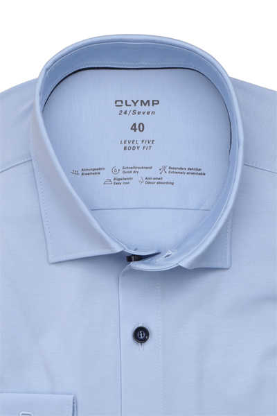 OLYMP Level Five 24/Seven body fit Hemd Langarm Jersey Stretch aqua