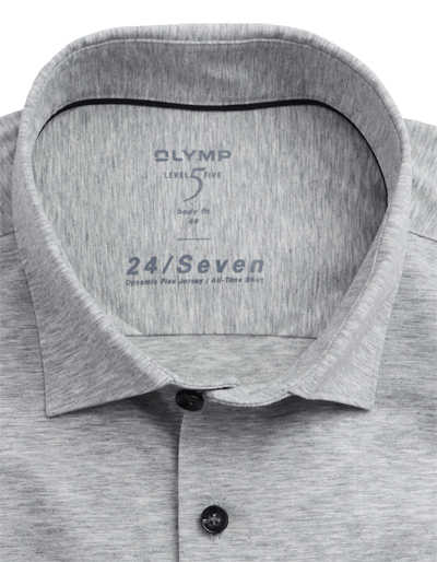 OLYMP Level Five 24/Seven body fit Hemd Langarm Jersey Stretch hellgrau