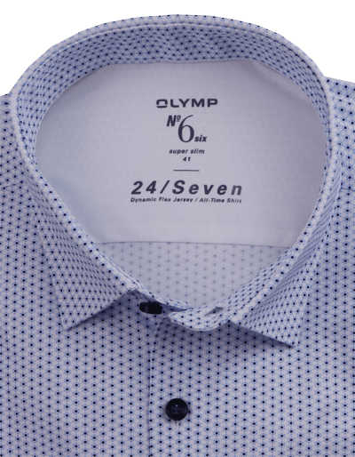 OLYMP No. Six 24/Sevensuper slim Hemd Langarm Haifischkragen Muster hellblau