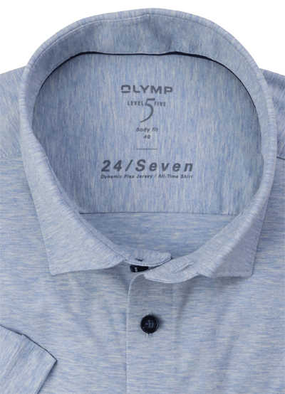 OLYMP Level Five 24/Seven body fit Hemd Halbarm Jersey Stretch hellblau