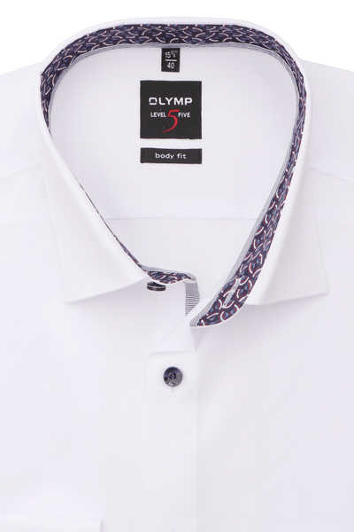 OLYMP Level Five body fit Hemd extra langer Arm Haifischkragen weiß