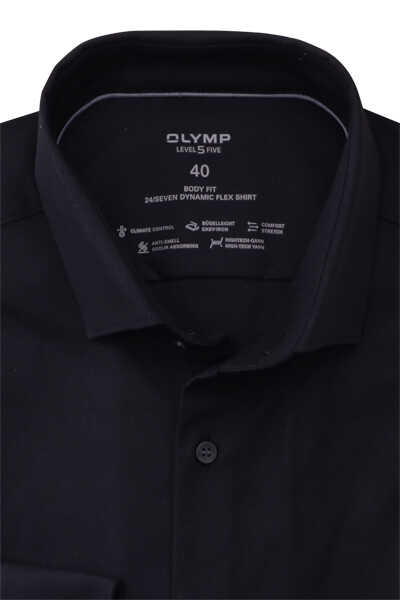 OLYMP Level Five 24/Seven body fit Hemd Langarm Stretch schwarz