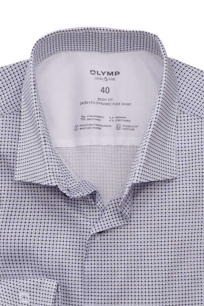 OLYMP Level Five 24/Seven body fit Hemd Langarm Stretch Muster blau