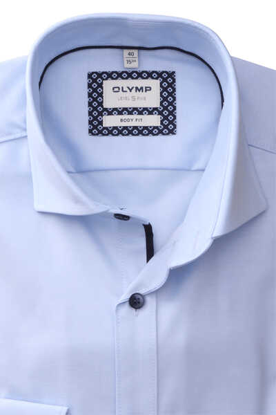 OLYMP Level Five body fit Hemd extra langer Arm Stretch Twill hellblau