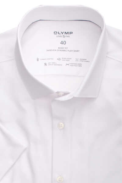 OLYMP Level Five 24/Seven body fit Hemd Halbarm Stretch weiß