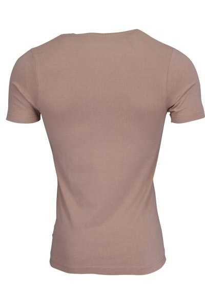 OLYMP T-Shirt Level Five body fit tiefer V-Ausschnitt beige