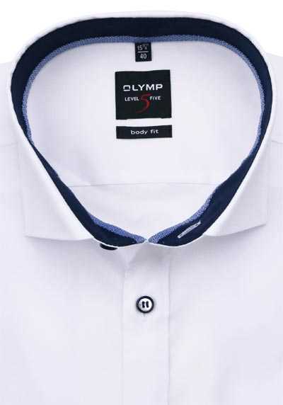 OLYMP Level Five body fit Hemd extra langer Arm Haifischkragen weiß