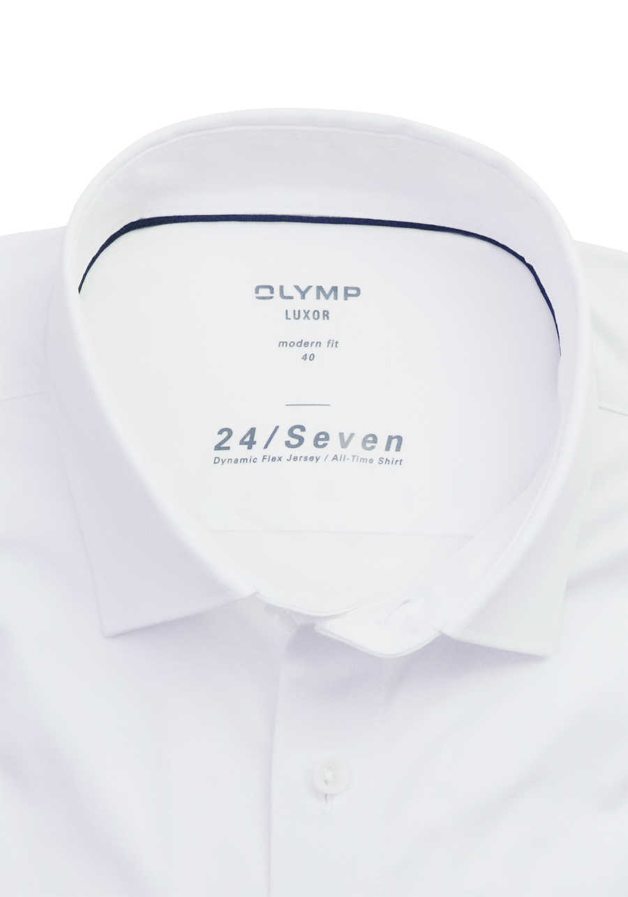 OLYMP Luxor 24/Seven modern fit Hemd extra kurzer Arm Jersey Stretch weiß