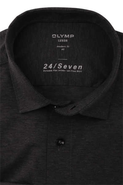 OLYMP Luxor 24/Seven modern fit Hemd Langarm Jersey Stretch grau