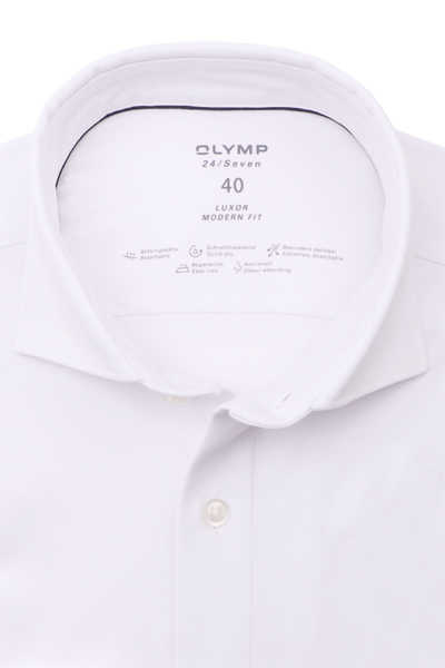 OLYMP Luxor 24/Seven modern fit Hemd Langarm Haifischkragen Jersey weiß