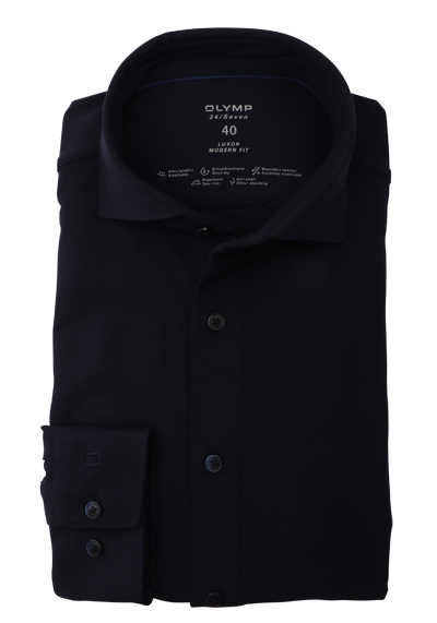 OLYMP Luxor 24/Seven modern fit Hemd extra kurzer Arm Jersey nachtblau preisreduziert