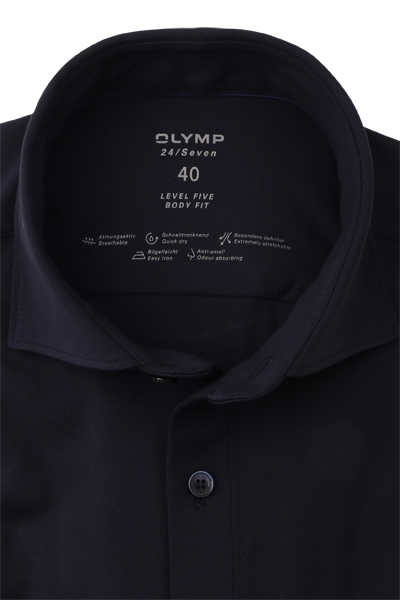 OLYMP Level Five 24/Seven body fit Hemd extra langer Arm Haifischkragen nachtblau