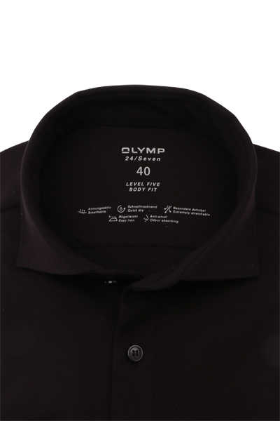 OLYMP Level Five 24/Seven body fit Hemd extra langer Arm Haifischkragen schwarz