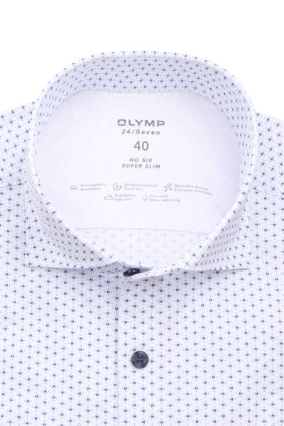 OLYMP No.Six 24/Seven super slim Businesshemd Langarm Muster weiß