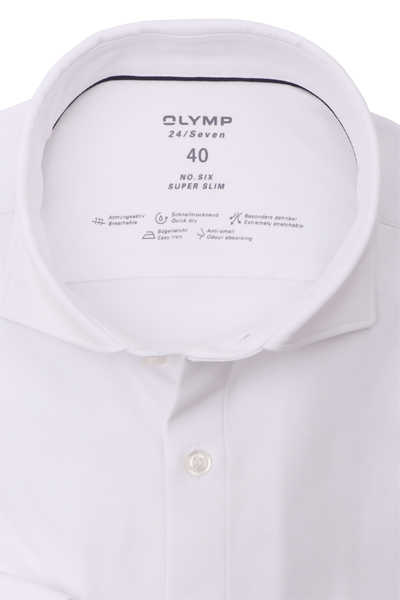 OLYMP No. Six 24/Seven super slim Hemd extra langer Arm Haifischkragen weiß