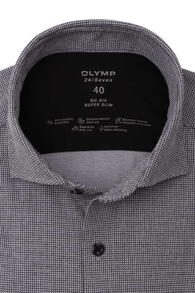 OLYMP No. Six 24/Seven super slim Hemd Langarm Muster schwarz