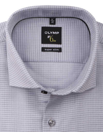 OLYMP No. Six super slim Hemd extra langer Arm Comfort-Stretch-Qualität Muster grau