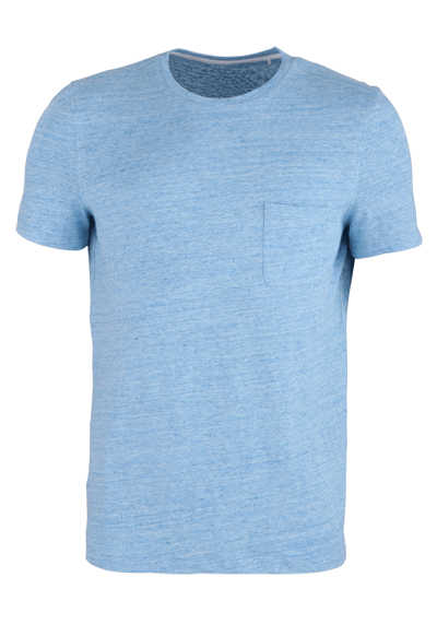 OLYMP Casual modern fit T-Shirt Halbarm Rundhals Leinen hellblau