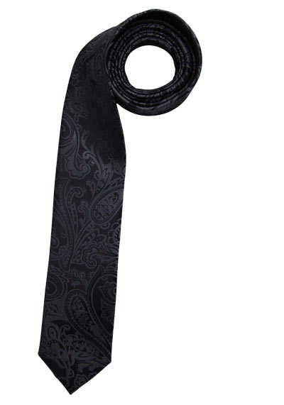 OLYMP Krawatte regular aus reiner Seide Paisleymuster schwarz