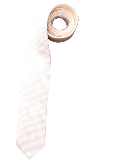 OLYMP Krawatte slim 6,5 cm breit aus reiner Seide Fleckabweisend Muster beige