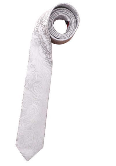OLYMP Krawatte slim 6,5 cm breit aus reiner Seide Fleckabweisend Muster grau